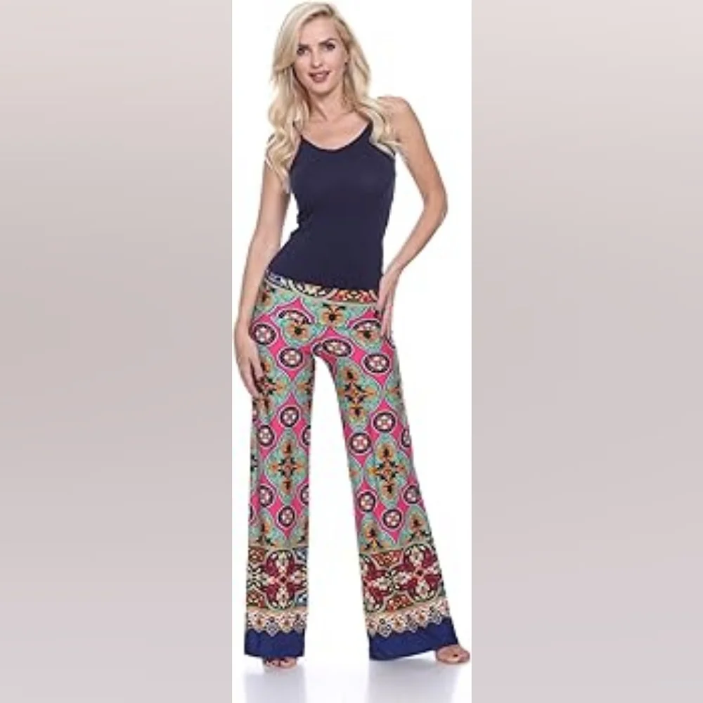 WHITE MARK Bohemian Multicolor Palazzo Pants NWT